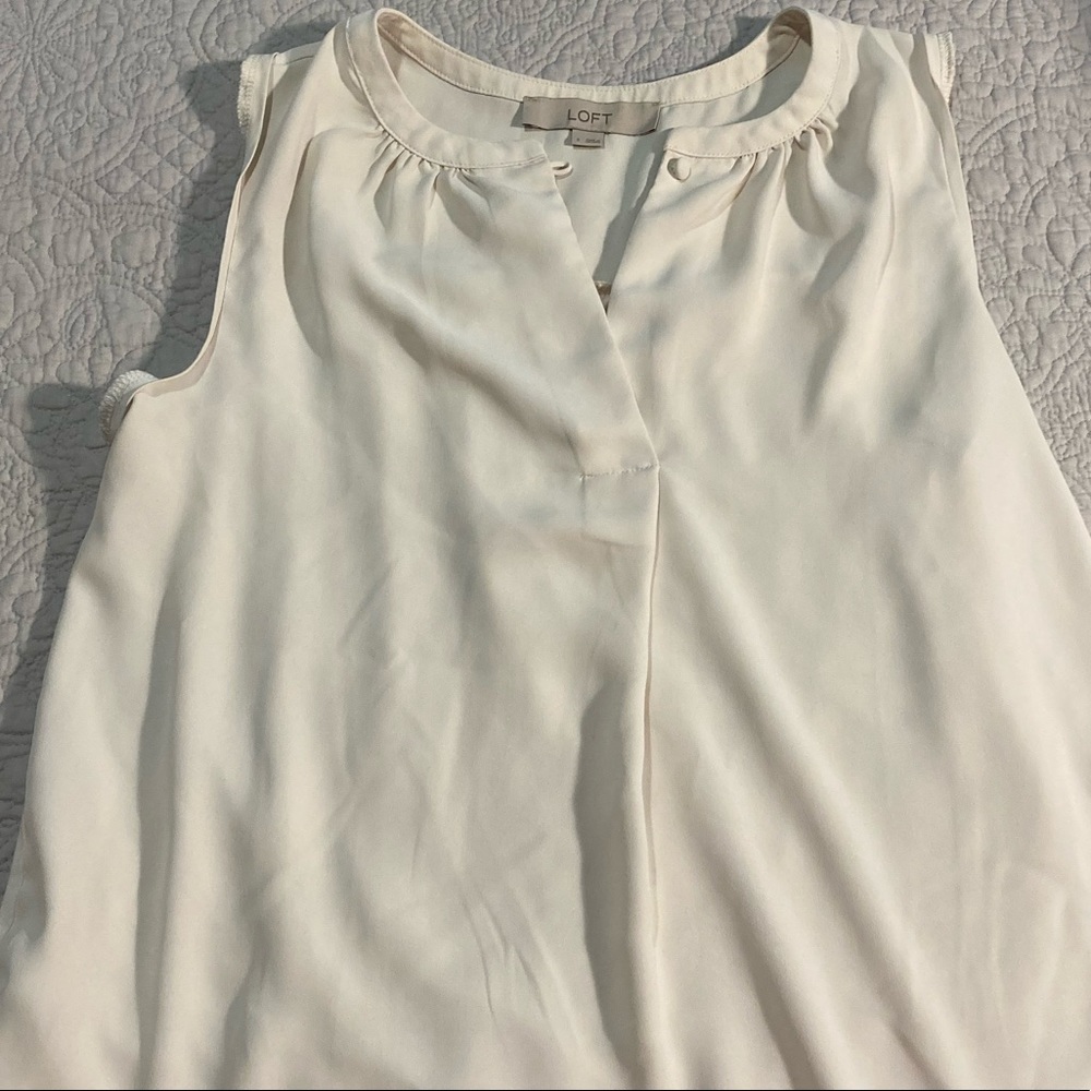 Loft White Sleeveless Blouse